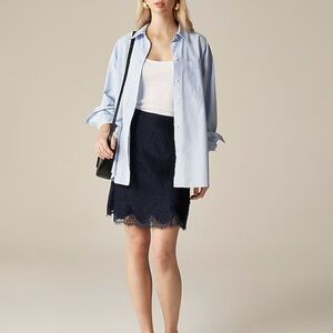 J. Crew Gwen textured satin Navy Pencil Skirt with lace